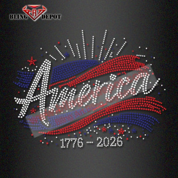 1776 2026 Anniversary American Flag Rhinestone transfer